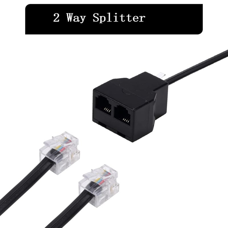 Ubramac Phone Line Splitter, Telephone Splitter,with RJ11 6P4C Plugs,Suitable for Telephone,Fax Machine,Biacke 2-Pack - Image 4